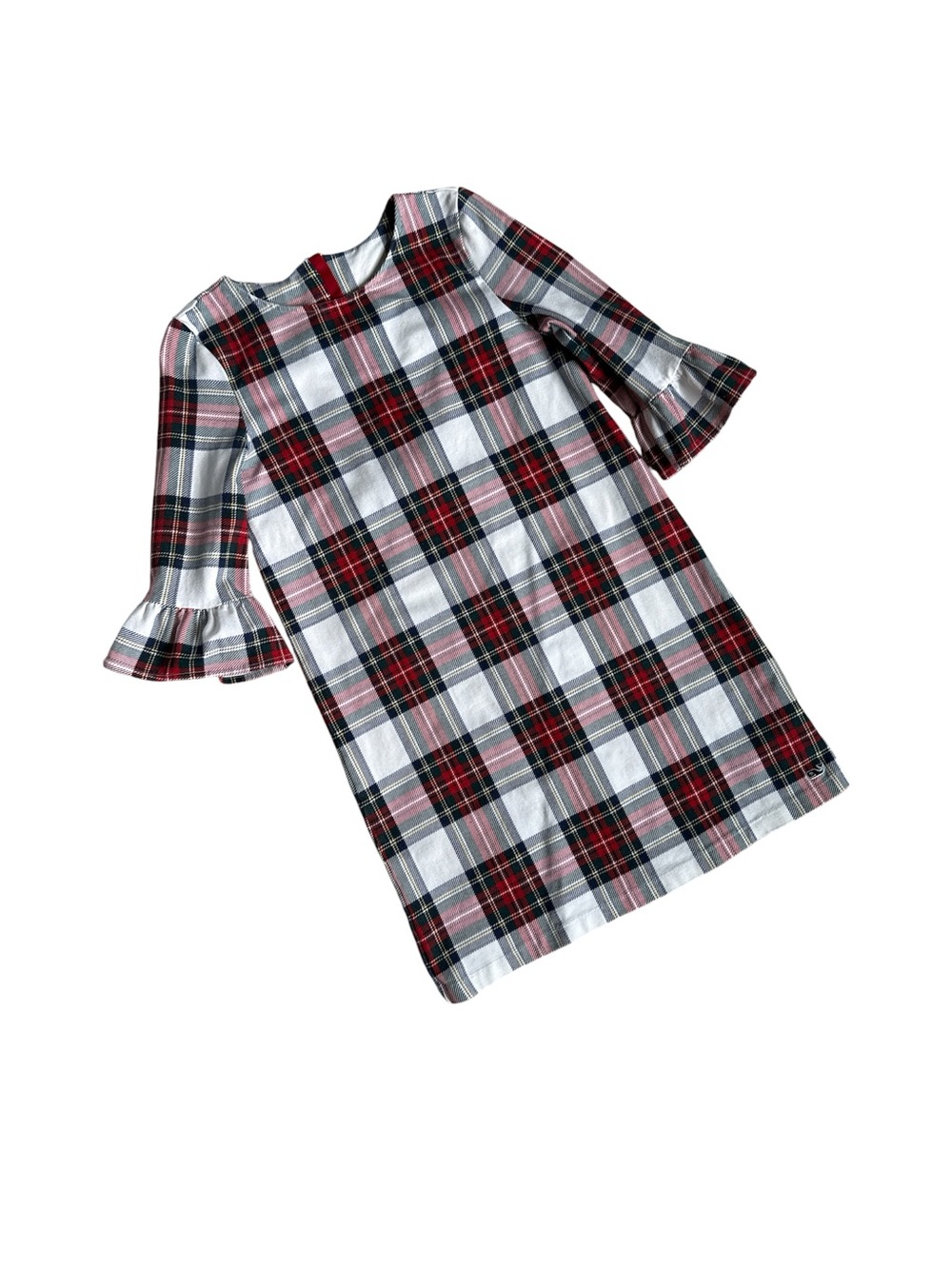 Vineyard Vines Girls Plaid Ruffle-Sleeve Shift Dress - M(10-12)